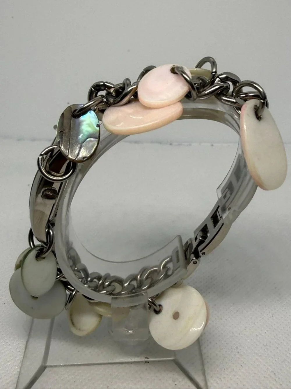Fossil F2 Women's Charm Bracelet Watch Stainless Steel Mother of Pearl Dial FS-1